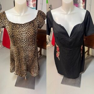 Charlotte Russe Leopard Print and Black Floral Mini Dresses